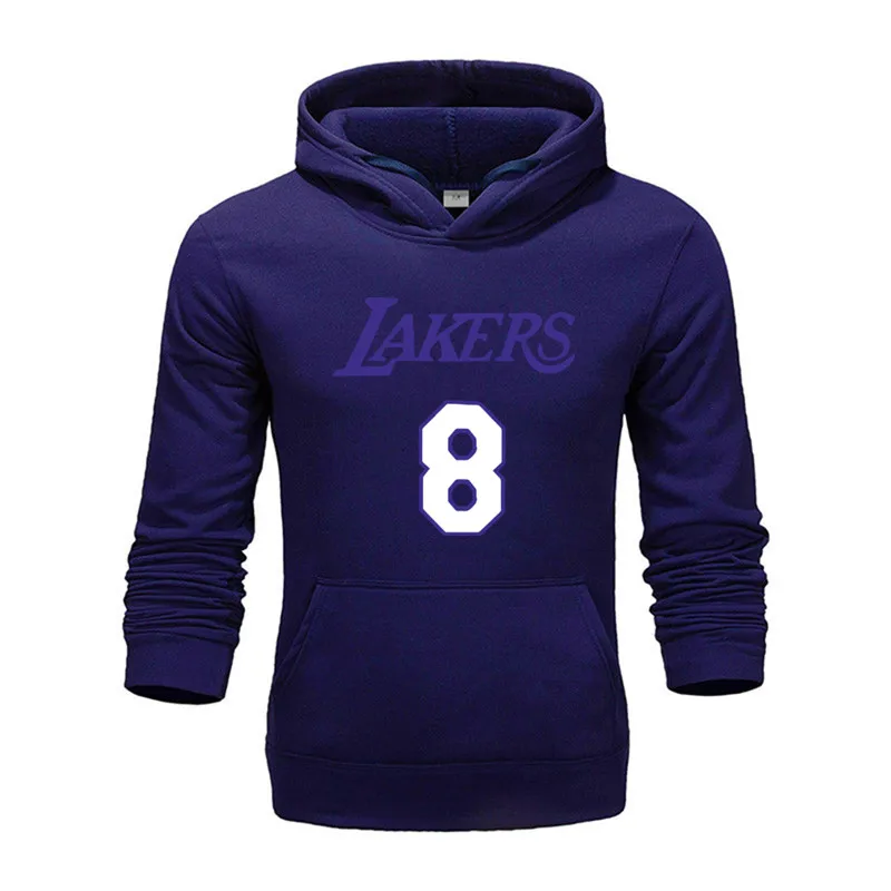 thumbnail image 1 of Sudadera con capucha con estampado de letras y números de LAKERS 8 para hombre, estilo hip hop, cuello redondo, para la calle, con bolsillo y forro polar, 1 of 5