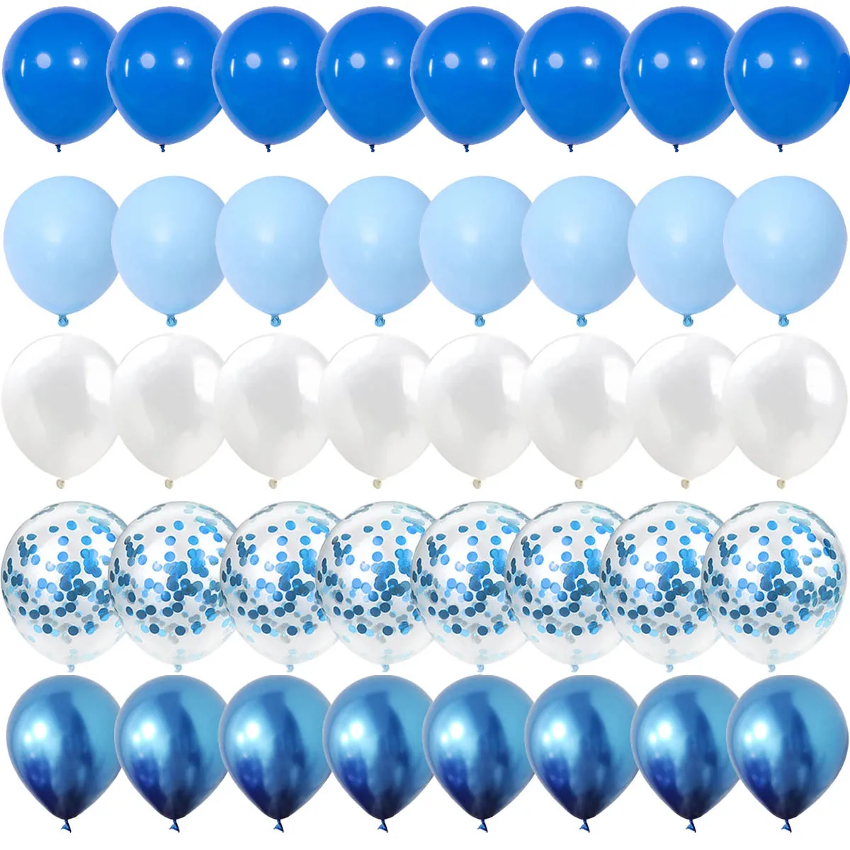 40 조각 블루 세트 풍선 금속 라텍스 색종이 풍선 결혼식 발렌타인 데이 글로브 베이비 샤워 생일 파티 장식