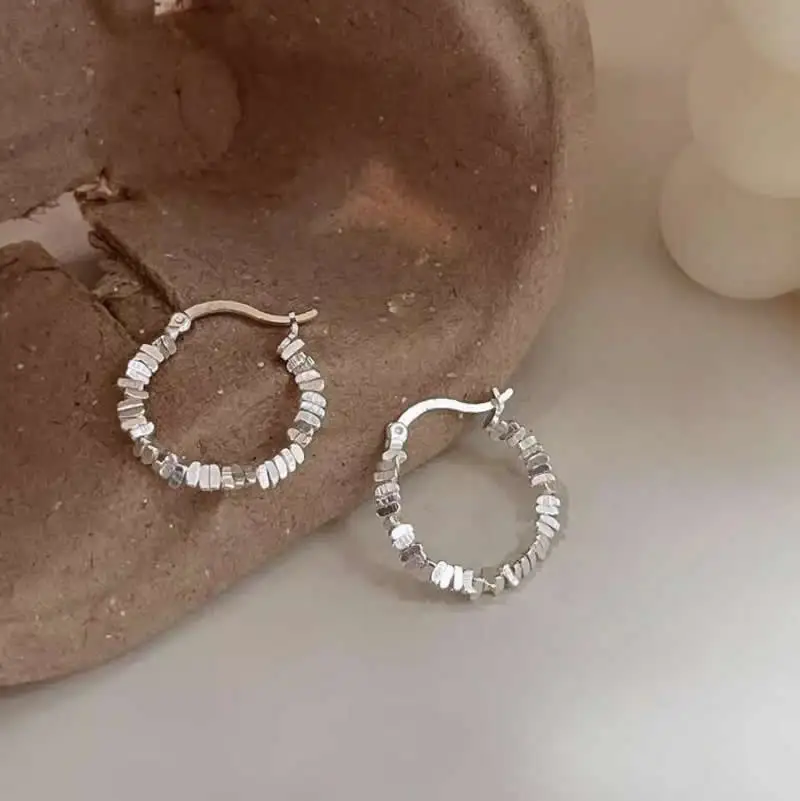 

Женские модные серьги-кольца серьги из чистого серебра S925