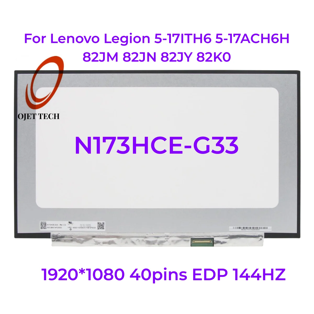 

Экран для ноутбука Lenovo Legion 5-17ITH6 5-17ACH6H 82JM 82JN 82JY 82K0 диагональю 17,3 дюйма и частотой 144 Гц
