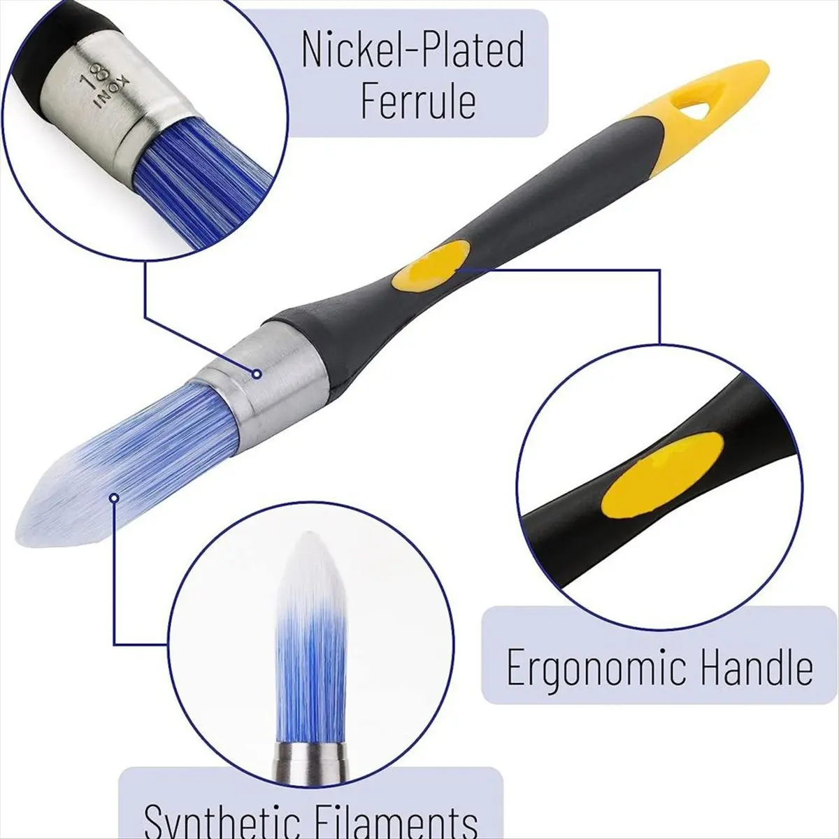(ABLP) 트림 브러쉬 세트, 5/8인치, 3/4인치 및 1인치, 트림 페인트 브러..