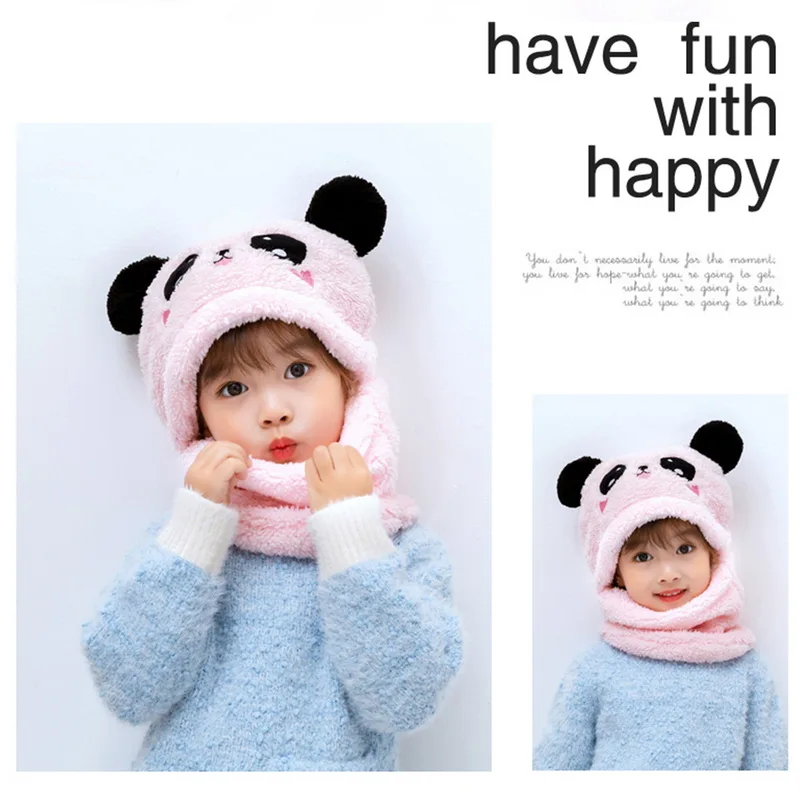 Children Cartoon Cute Bear Rabbit Hat Scarf woolen hat kids bonnet cap children beret led beanie hat Girls Boys Winter Soft Thicken Scarves Beanie Double Warm Fleece Kids Hats