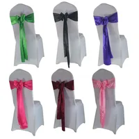 (10pcs/50pcs) Satin Mariage Sash For Wedding Chair Decoration Ribbon Band Belt Christmas Birthday Baby Shower Party Chair Sashes 5