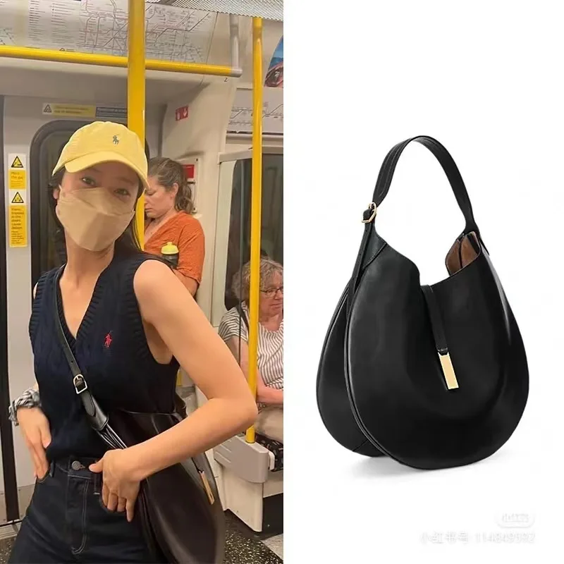 VIELINE New Women's One Shoulder Bag Genuine Leather Large Hobos Underarm Bag Half Moon Design Ladies Handbags