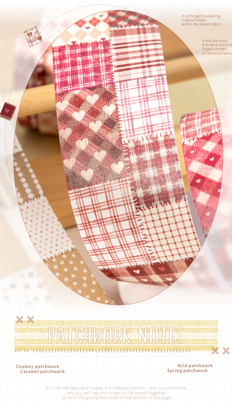 40mm*2m Patchwork-Sprachbänder DIY Scrapbooking Deko Fotoalbum Collage Junk Journal Materialien Ästhetische Aufkleber – Detail 5