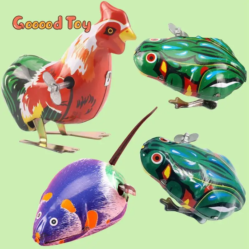 

Clockwork Toy Funny Baby Toys Chain Iron Jumping Frog Cock Mouse Rabbit Puzzle Learning Education Children's Gift for kid Child