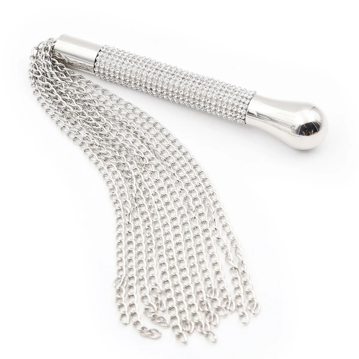 New Metal Alloy Chain Tassel Short Horse Riding Whip Crop Crystal Handle new 2022 2