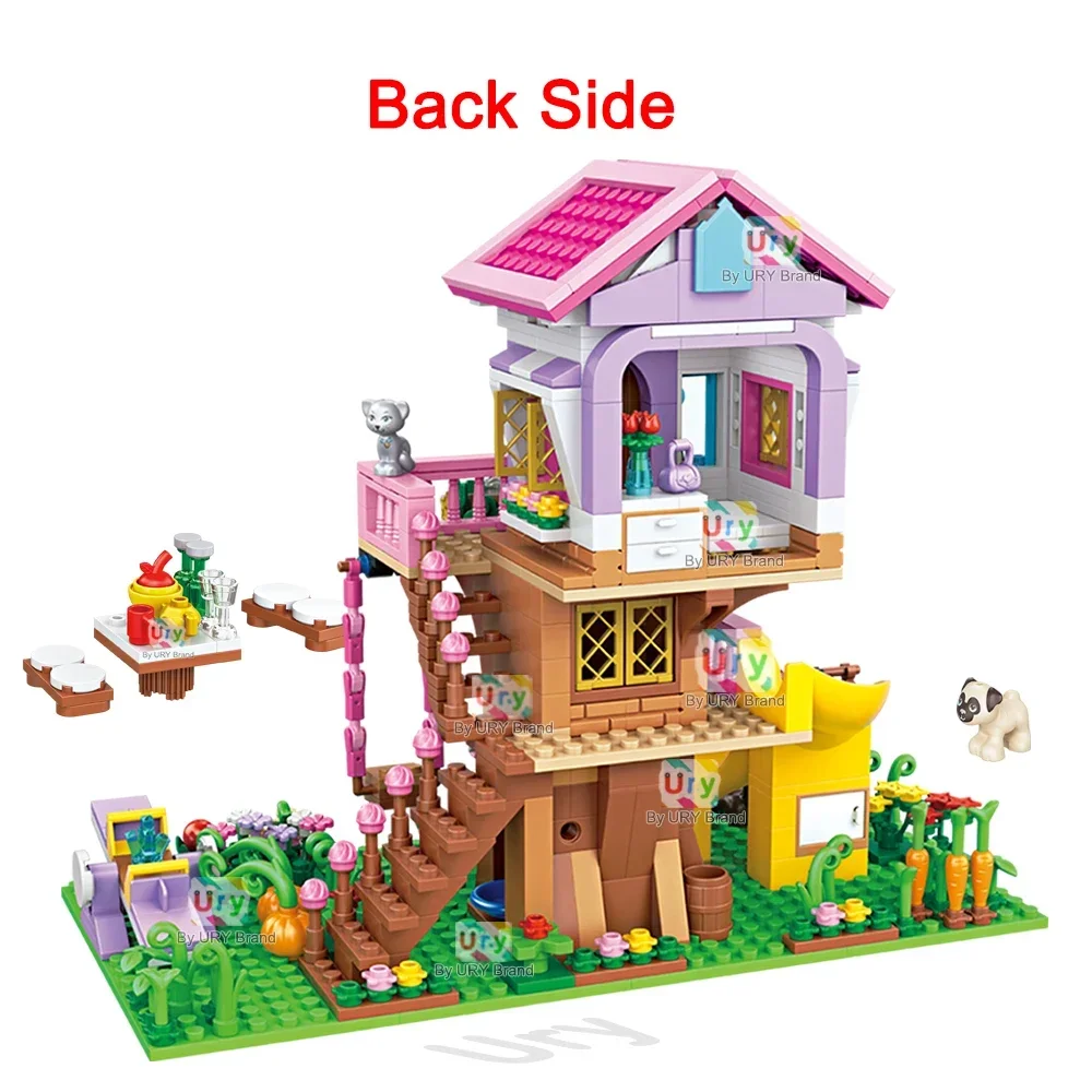 Friends Jungle Camping Tree House Summer Party Adventure Playground Sets for Girl Assembling Building Blocks Toys Birthday Gifts