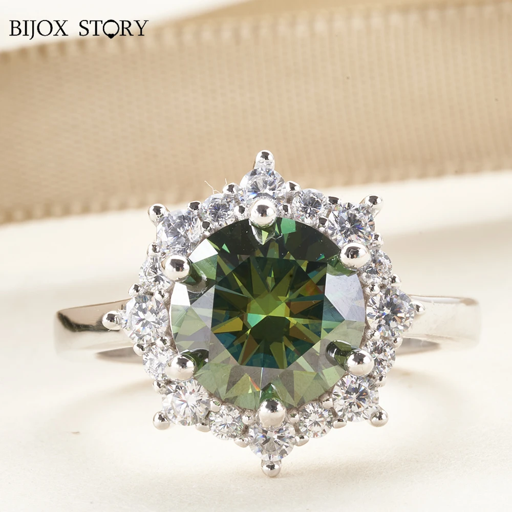 

3CT 9mm dark green color moissanite ring with certificate 925 sterling silver ring pass diamond tester finger jewelry