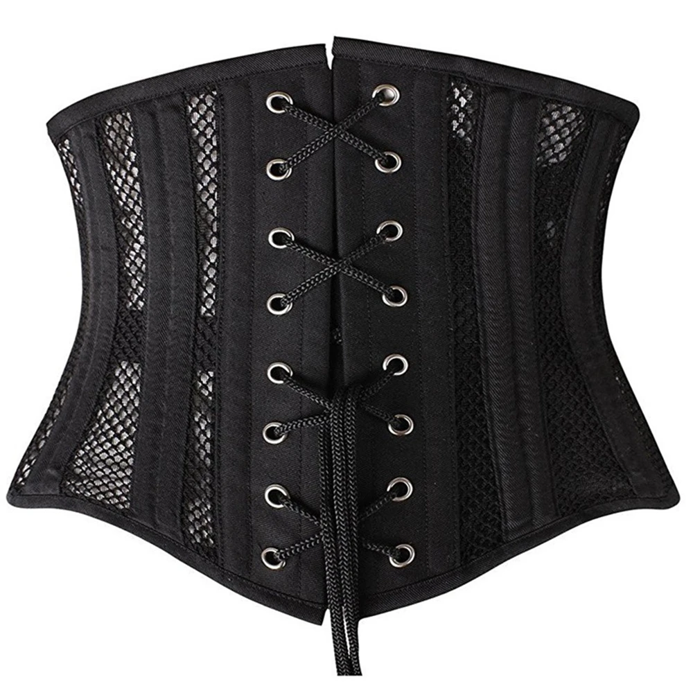 Underbust Corset Sexy Women's Steel Boned Short Torso Breathable Mesh Waist Cincher Waspie Corset