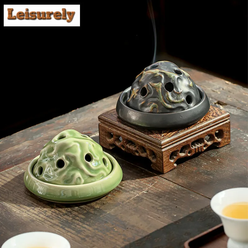 Chinese Style Antique Celadon Mountain Incense Holder Incense Smoke Waterfall Incense Burners Meditation Censer Teaset Craft