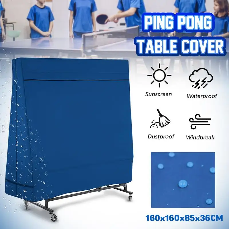 Ping Pong Table Cover 160x160x85cm Waterproof Dustproof UV Protection Heavy Duty Oxford for Indoor Outdoor Table Tennis Storage