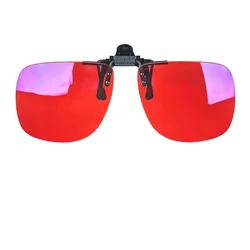 Enhanced Sleep - Optimized Polarized Clip - On Sunglasses - Large Square Shape with Orange and Yellow Lenses (C6 RED)