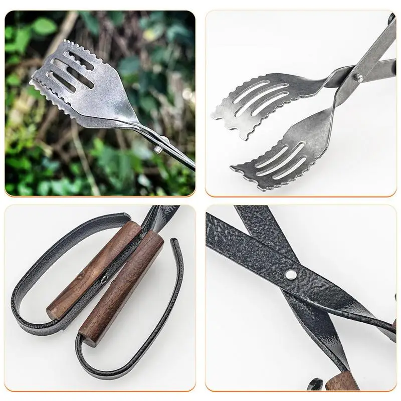 Log Grabber Campfire Tongs Fire Pit Adjustable Fireplace Tongs Firewood Grabber Tool Picking Up Heavy Wood log grabber tongs