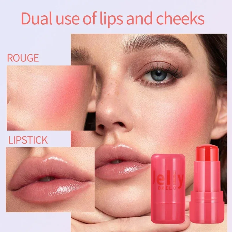 4pcs Set Jelly Cheek Blush Tint 3-in-1 Transparent Moisturized Blusher Facial Contour Rouge Lip Stick Long Lasting Rouge Makeup 3