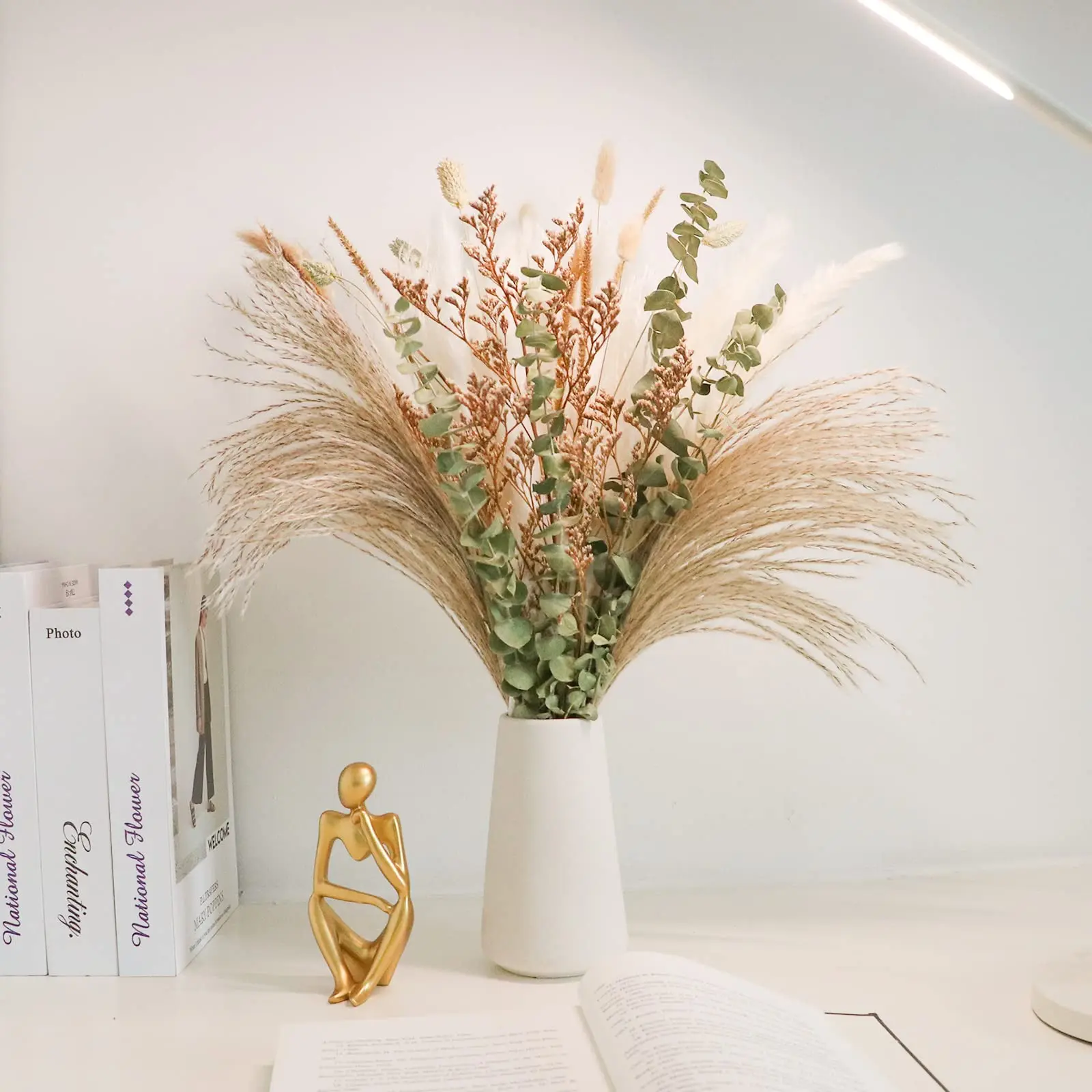 Natural Dried Pampas Grass Bouquet Decor, 8 Varieties Flowers for Vase,  Dried Floral Arrangements for Home Wedding Table Decor - AliExpress