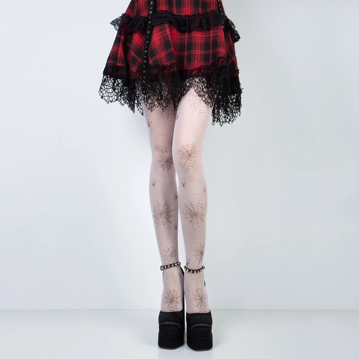 

Fashion Cutout Small Mesh Spiderweb Printing Ladies Pantyhose Thin Breathable Hottie Sexy Personality Goth Fishnet Tights