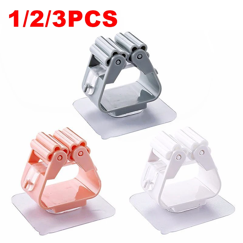 

1/2/3pcs Wall Mounted Mop Organizer Holder Mop Clip Brush Broom Hanger Storage Rack Kitchen Tool Bathroom Hanging Pipe Hooks