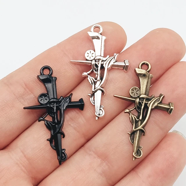 8pcs 48*22mm Alloy Enamel Gothic Satan Cross Witch Charms Pendant Designer  Charms Fit Jewelry