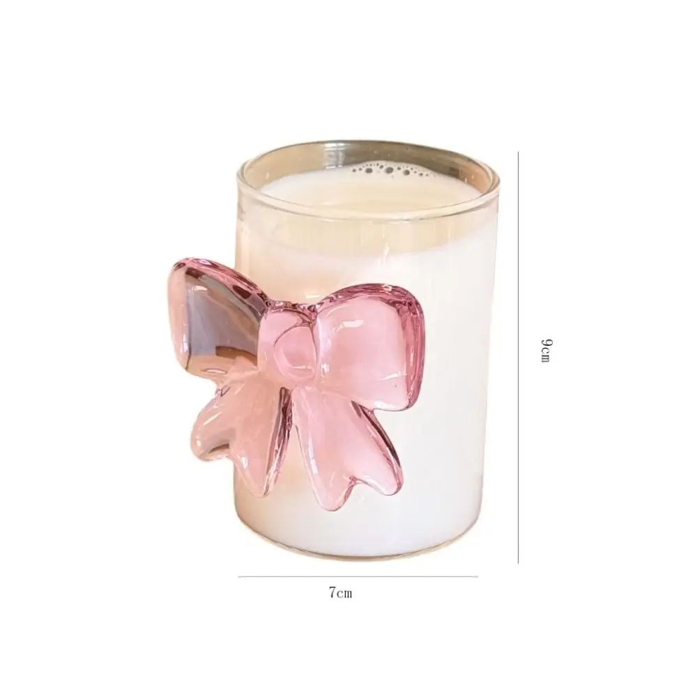 Multi-Use Transparent Pink Bow Glass High Borosilicate Heat-Resistant Drinking Glasses 3D Milk Glass Cup Restaurant