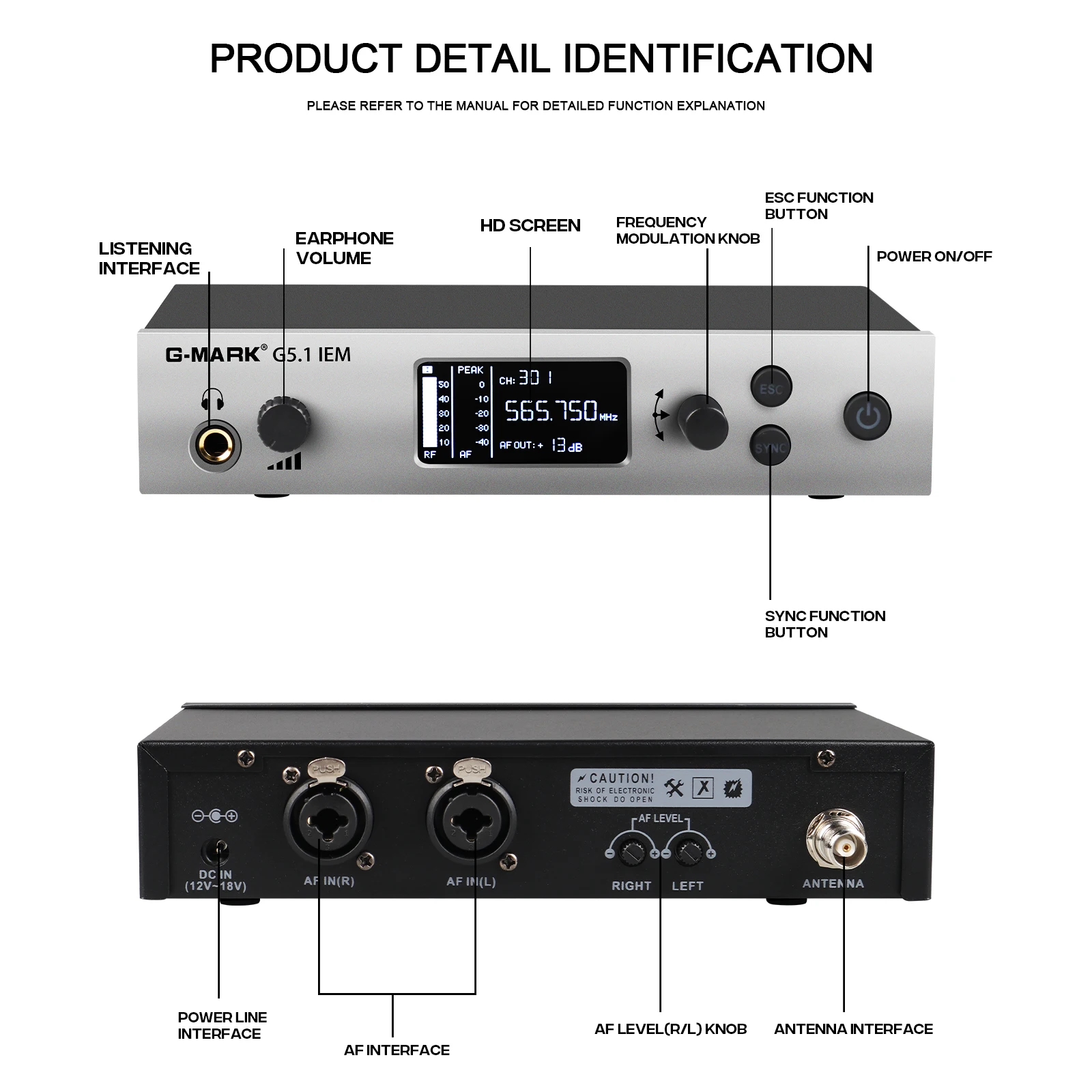 G-MARK G5.1 IEM Single Channel UHF Frequency Selectable Stage Performances Professionnel Real Time Wireless Inear Monitor System