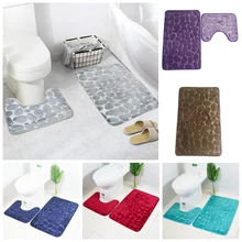 

2Pcs Flannel Cobblestone Bath Mat Bathroom Anti-slip Carpet Mat Toilet Rug Doormat Bathroom Supplies Super Absorbent Floor Mat