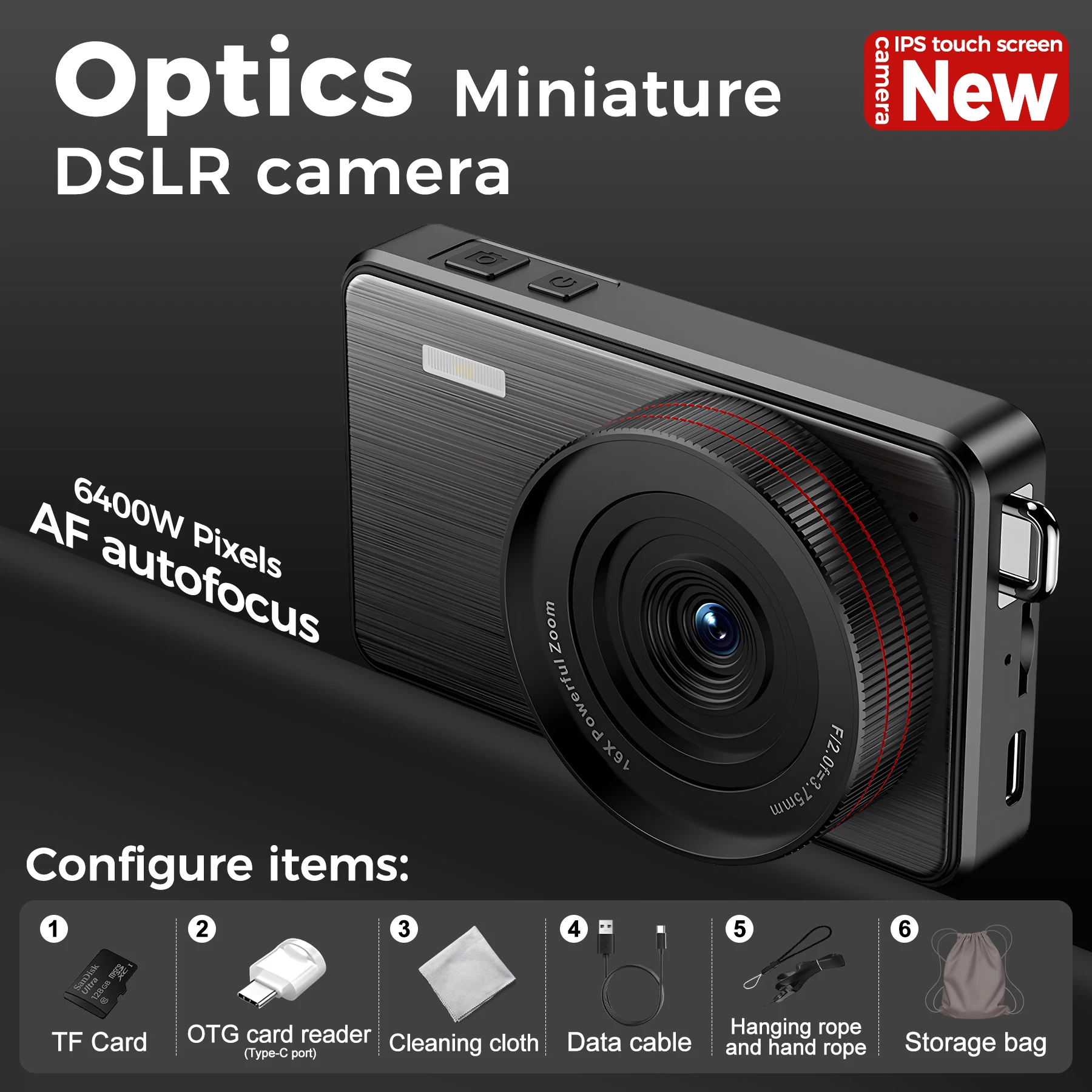 Fotocamera digitale 4K con messa a fuoco automatica, 64 MP ad alta definizione, doppia fotocamera touch screen IPS da 2,8 pollici, fotocamera digitale per bambini - immagine 3