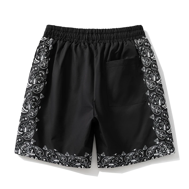 Mesh Cashew Flower Shorts with Drawstring Breathable Sportpants for Men and Women