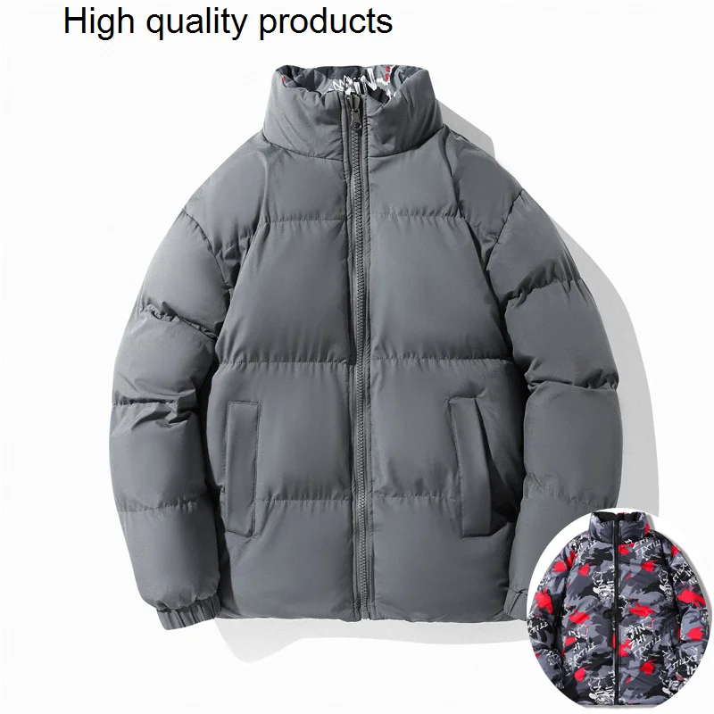 

Men Winter Double-sided Fluffy Jacket Streetwear Harajuku Style Oversize Padded Bubble Coat Large Size 8XL Black Outerwear Male