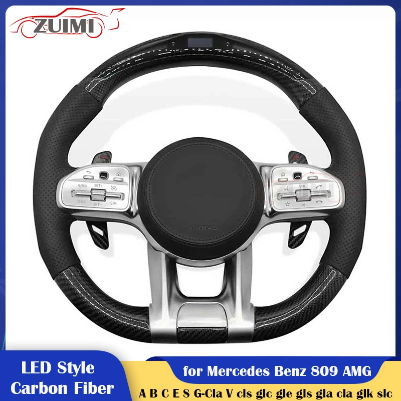 

Upgrade LED Style Carbon Fiber Car Steering Wheel for Mercedes Benz 809 AMG A/B/C/E/S/G/V Class cls glc gle gls gla cla glk slc