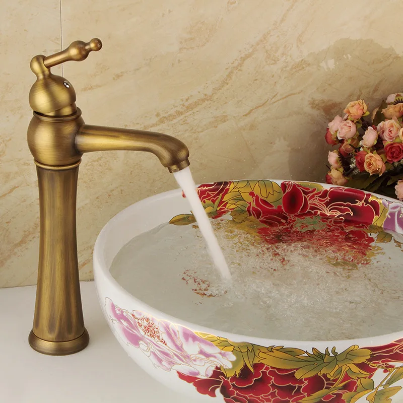 

Basin Faucets European Antique Single Hole Kitchen Faucets Brass Antique Single Cold And Hot Water Faucets