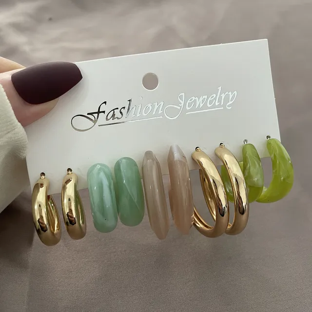 Korean Trendy Geometirc Butterfly Pearl Earrings Set For Women Resin Acrylic Star Heart Round Hoop Earrings Brincos Jewelry Gift ER22Y0085