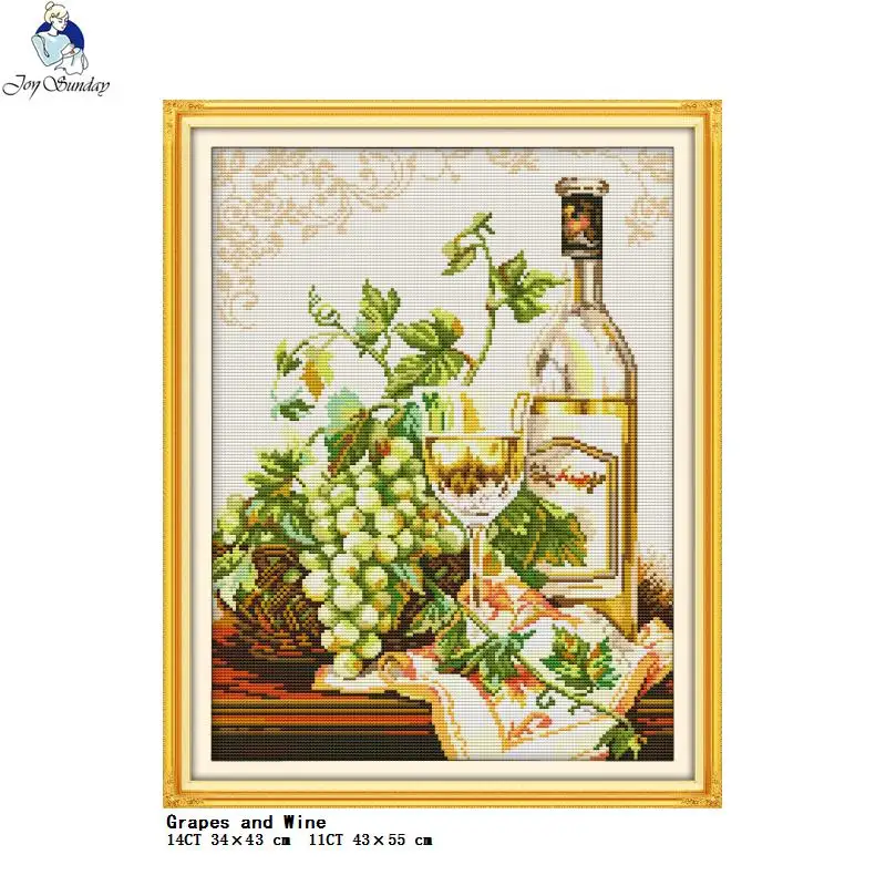 Wine and Bottle Collection Printed Cross Stitch Kits 14CT 11CT Count Canvas Fabric Needlework Embroidery DIY Home Kitchen Decor