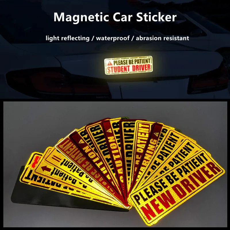 

Novice Driver Safety Sign Magnetic Car Stickers Reflective Stickers For Auto Bumper Safety Caution Warning Sign Accessories