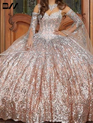 Embellished Basque Quinceanera Dress 2024 Appliques Party Dress Evening Dress Flounce Sleeved Quinceanera Ballgown