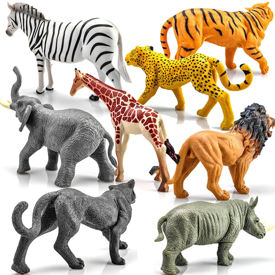 Oenux African and Wild Tiger Lion Figurine Educational Toy Set