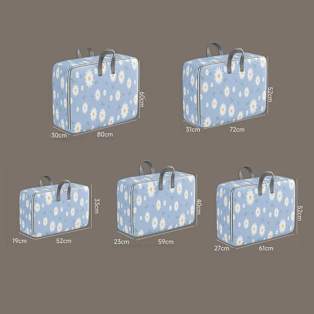 Daisy Quilt Storage Bag Foldable Household Clothes Organizer Closet Organizer Storage Containers Storage Box with Handles 6