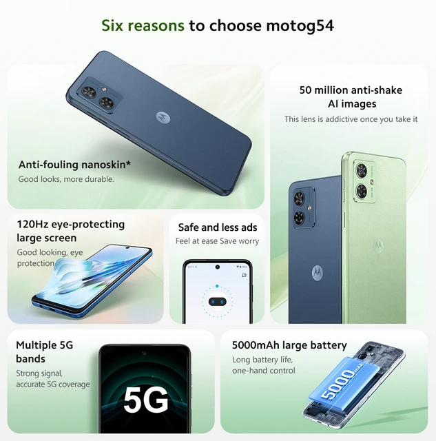 Motorola Moto g54 6.5 Inch FHD+ 120Hz Dimensity 7020 5000mAh Battery 50MP  Main Camera - AliExpress