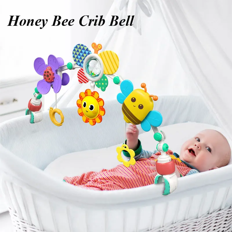 

Baby Bed Bell Toy Comfort Trolley Hanging Crib Educational Toys Newborn Rattles Plush Stroller Animal Cartoon 0 6 12 24 Months