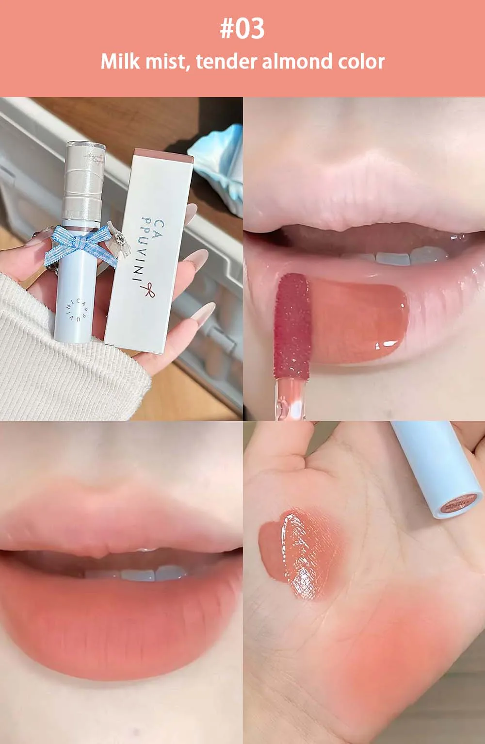 Hydrating Mirror Glossy Liquid Lipstick Reddish Brown Lip Tint_voghion.com