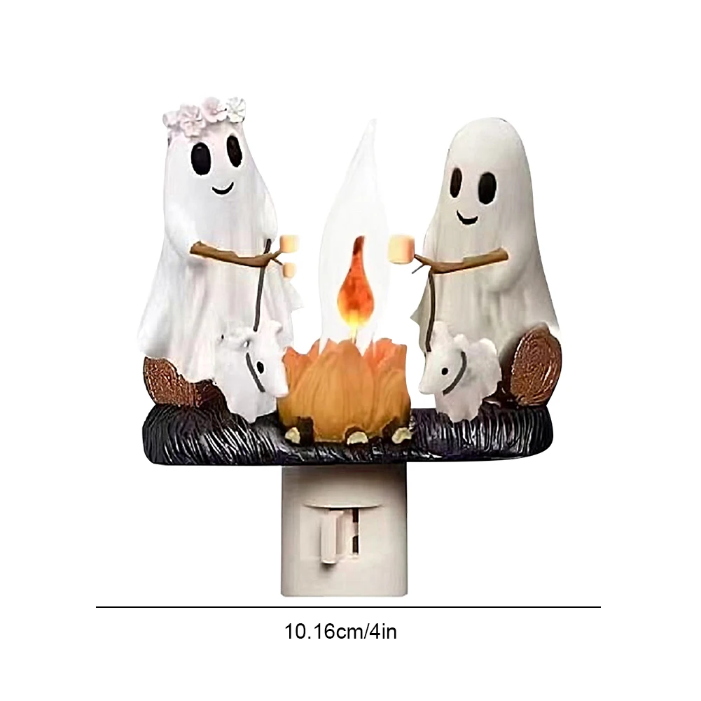 thumbnail image 1 of 2024 Luz de noche parpadeante de fogata fantasma Enchufe de pared para asar Luz de noche de malvavisco con fuego espeluznante para decoración de Halloween, 1 of 5