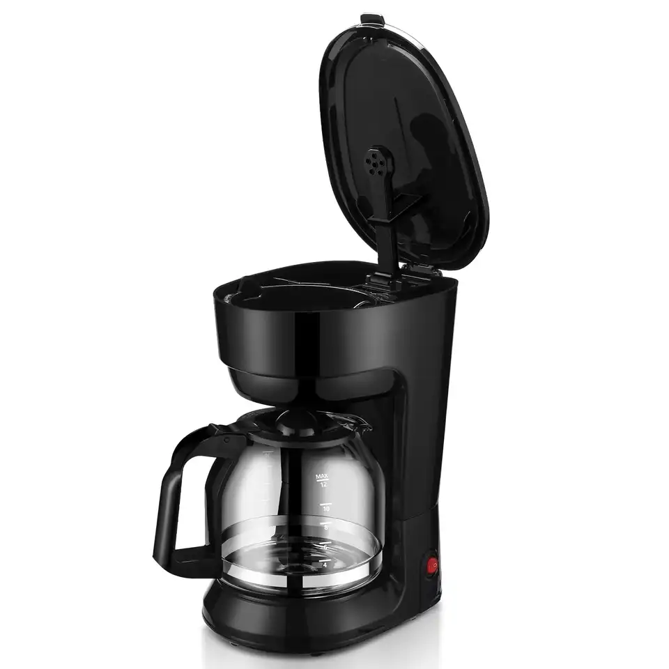 Black 12 Cup Drip Coffee Maker with Filter Basket
