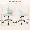 Cute Velvet Desk Chair Shell-Shaped Back Vanity Chairs Modern Swivel Desk with Wheels Adjustable Height for Home Office Bedroom 3