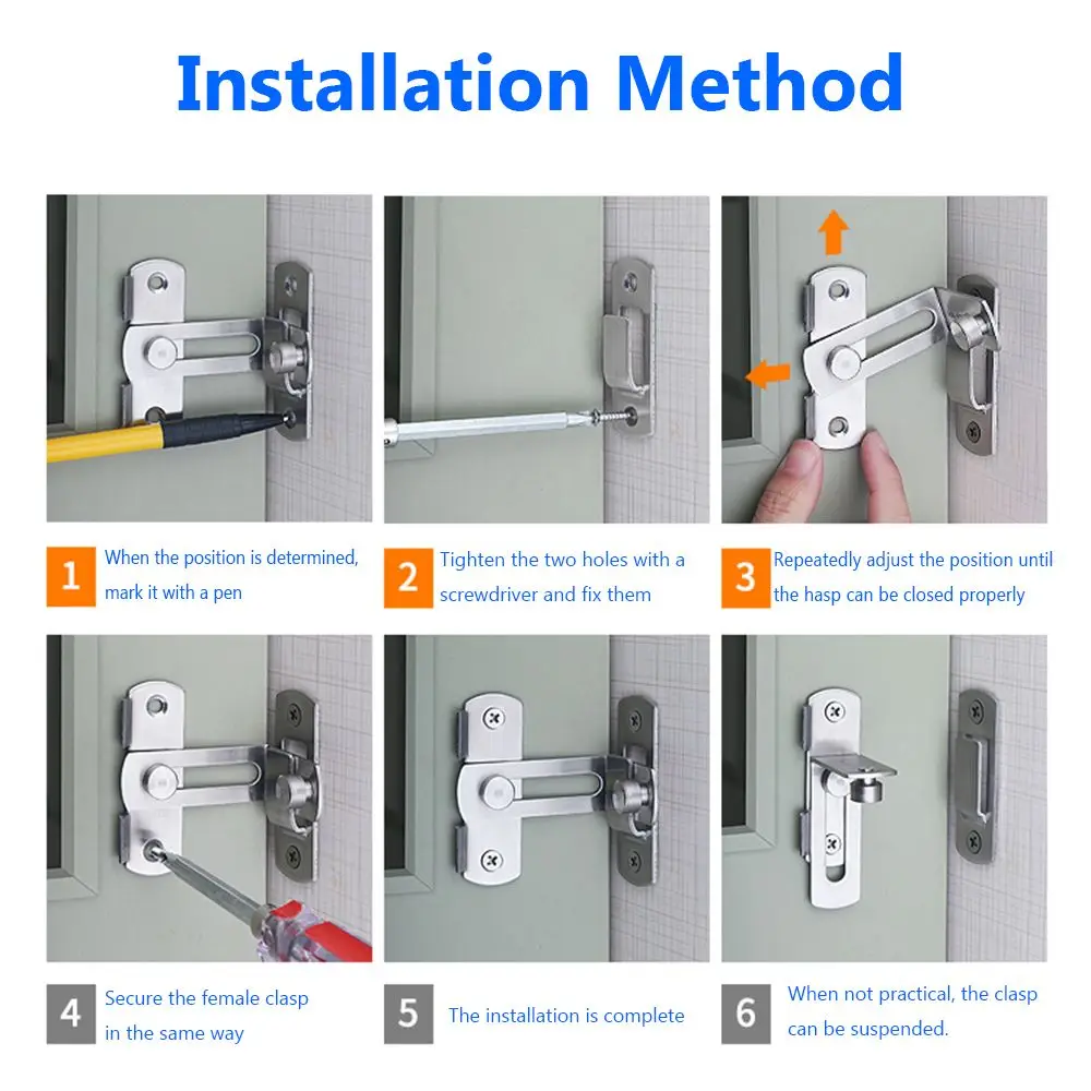 Window Right Angle Stainless Steel Buckle Theftproof Barn Cabinet Lock Latch Door Hasp