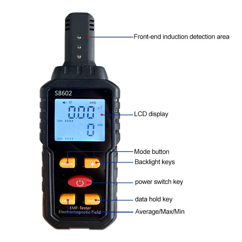 3-In-1 Counter Geiger EMF Meter Electromagnetic Radiation Frequency Meter Magnetic Field Radiation Detector Temperature Measure