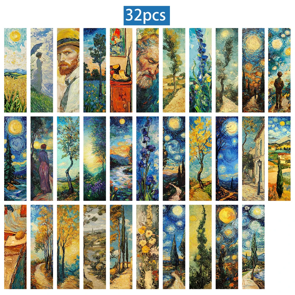Van Gogh Oil Painting Series - Set of 32 Artistic Bookmarks for Teachers, Readers, and Art Enthusiasts