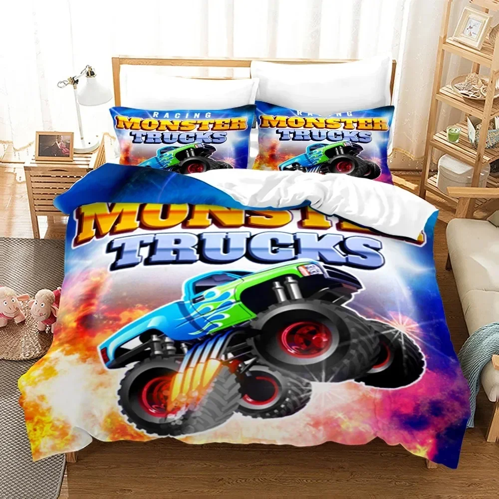 3D Print Anime Monster Jam Bedding Set Single Twin Full Queen King Size Monster Jam F1 Bed Set Teenager Bedroom Duvet cover Sets