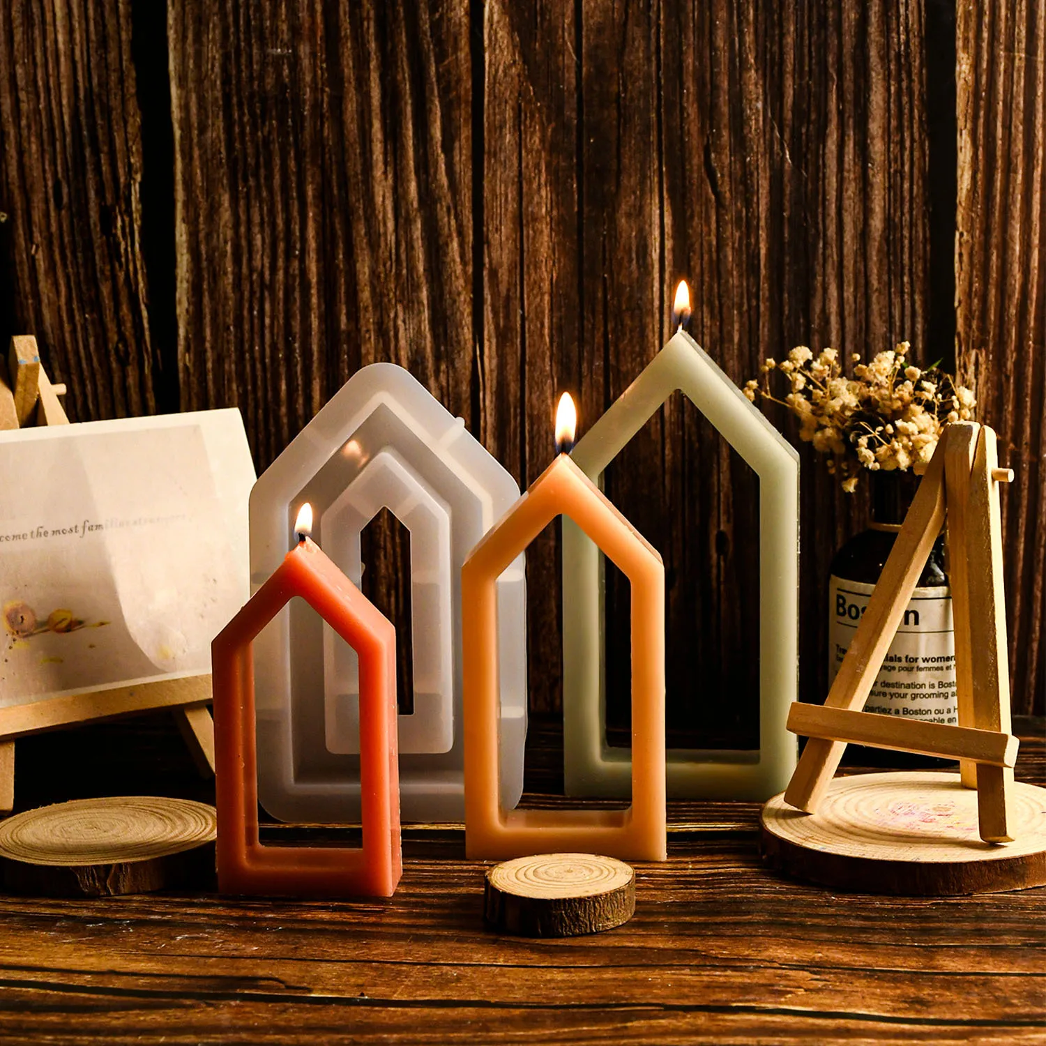 House Candle Silicone Mold DIY Simulation Villa Art Candle Making Tool Epoxy Resin Plastic Molds Set Christmas Decoration Gift