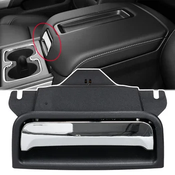 Car Chrome Black Center Console Latch Handle Plate Lid For Chevrolet Suburban Tahoe 2015 2016 2017 - 2020 GMC Yukon Replacement 1
