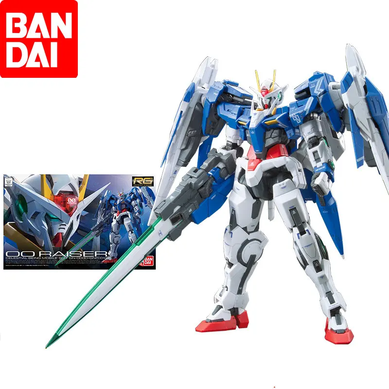 

Bandai Original RG 1/144 GN-0000+GNR-010 GUNDAM OO-RAISER Action Figure Toys Collectible Model Gifts for Kids Christmas Gifts